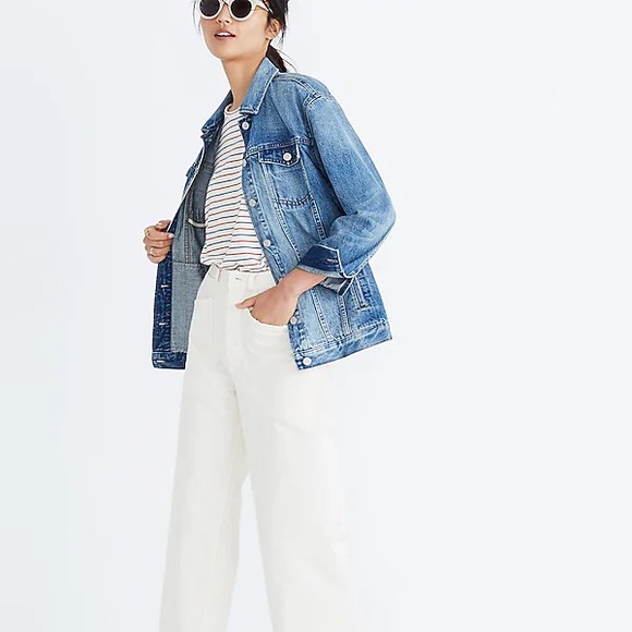 Madewell Oversized Blue Denim Jean Jacket Womens XS Capstone Wash - Picture 10 of 10
